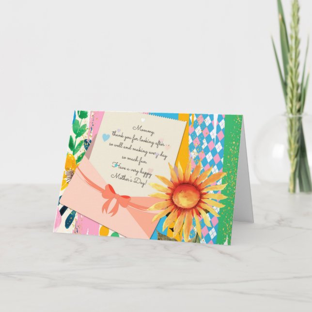 Tarjeta Carta floral giratoria sobre el día de la madre (Anverso)