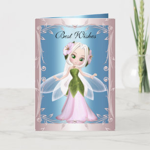 Tarjeta Carta Hada Azul Rosa