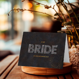 Tarjeta Carta negra y dorada a mi novia el día de la boda