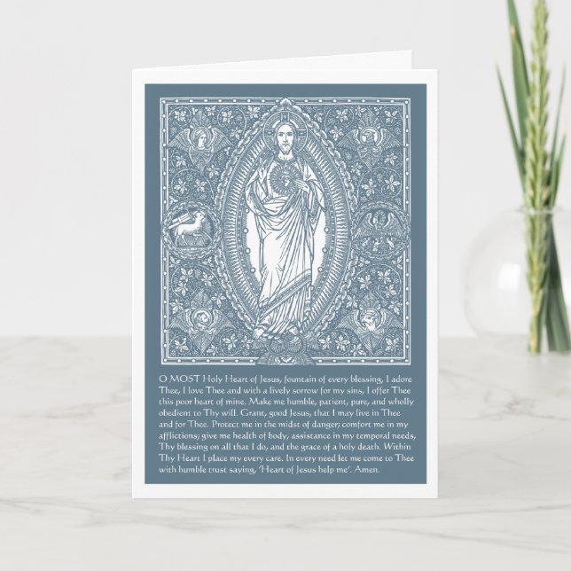 Tarjeta Carta religiosa del Sagrado Corazón Jesús Católico (Anverso)