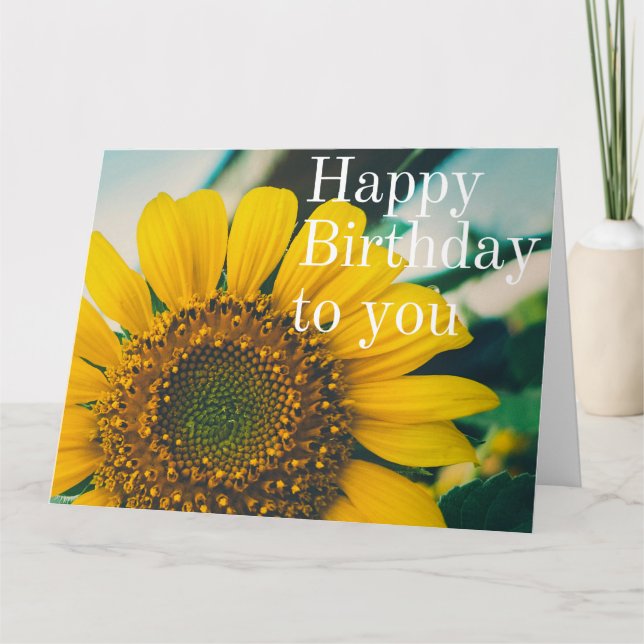 Tarjeta Cartão de Aniversário Girassol (Anverso)