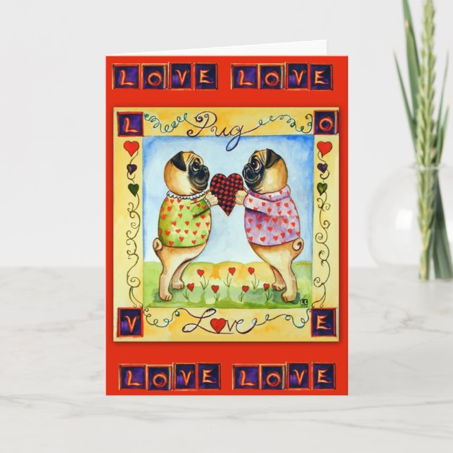 Tarjeta Cartas de bienvenida de amor de pug (Anverso)