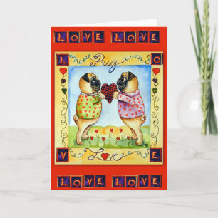 Tarjeta Cartas de bienvenida de amor de pug