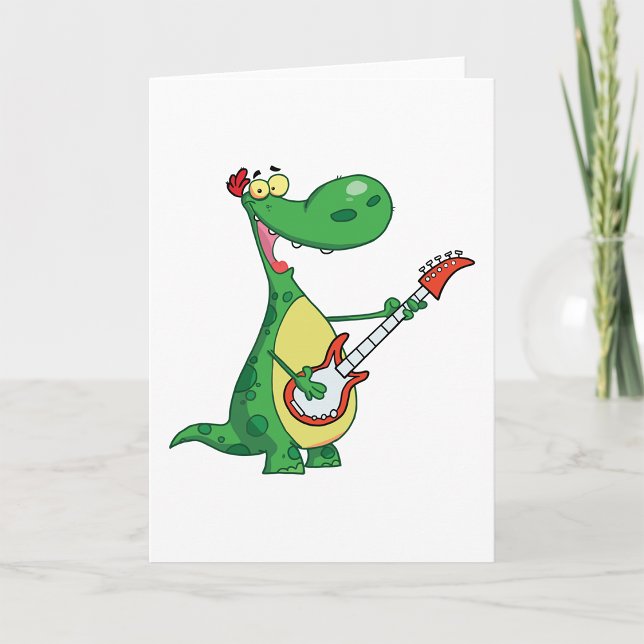 Tarjeta Cartas de bienvenida de dinosaurios con guitarra (Subido por el creador)