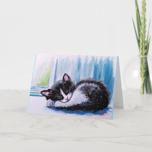 Tarjeta Cartas de bienvenida de gatito en reposo (Anverso)