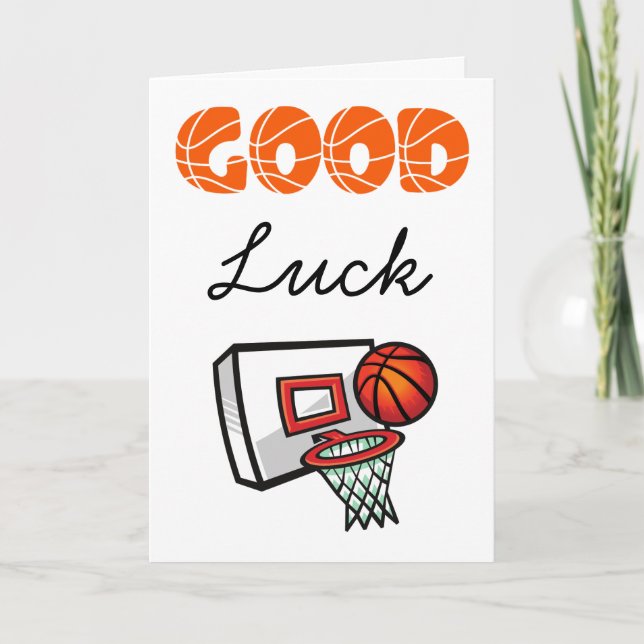 Tarjeta cartas de buena suerte de baloncesto (Anverso)