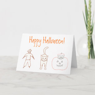 Tarjeta Cartas de calabaza para gatos de dibujos de Hallow