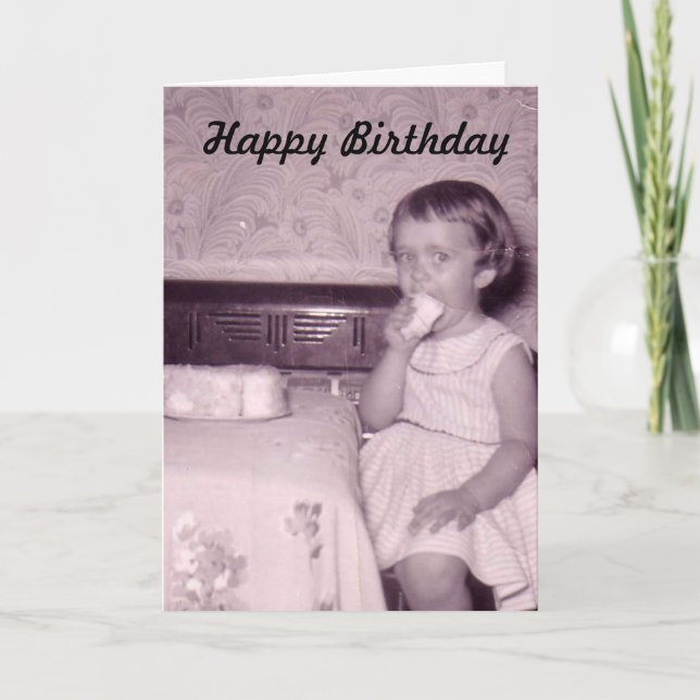 Tarjeta Cartas de cumpleaños de chica fotográfico de época (Anverso)