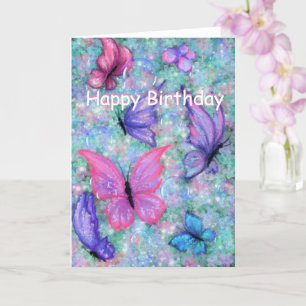 Tarjeta Cartas de cumpleaños de las mariposas voladoras ro
