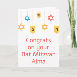Tarjeta cartas de felicitación de bat mitzvah