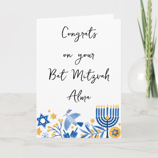 Tarjeta cartas de felicitación de bat mitzvah (Anverso)