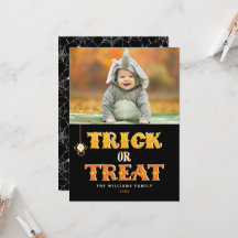 Cartas de fotos de Halloween con araña de truco o