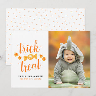 Tarjeta Cartas de fotos de Halloween con trucos o trucos