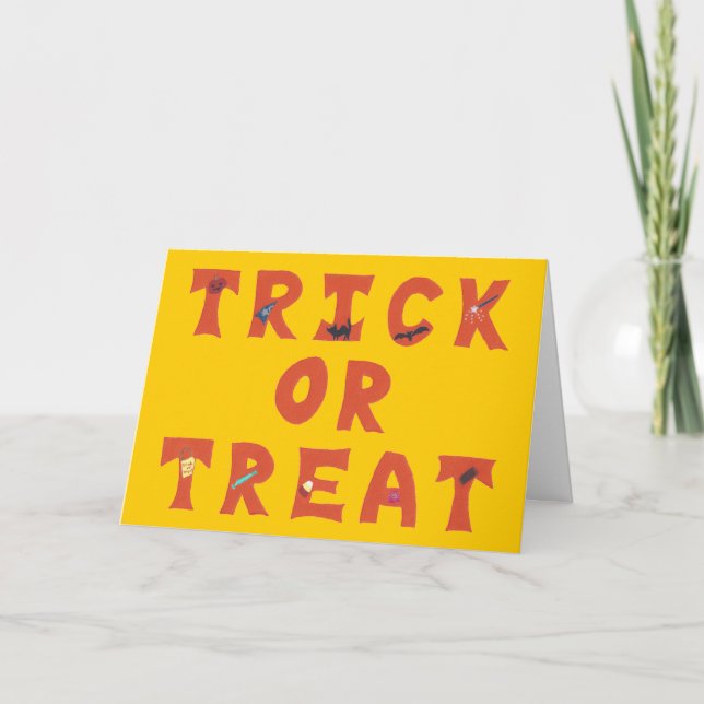 Tarjeta Cartas de Halloween decoradas con trucos o trucos (Anverso)