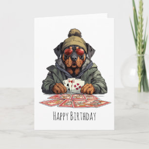 Tarjeta Cartas de juego de Rottweiler Dog feliz cumpleaños