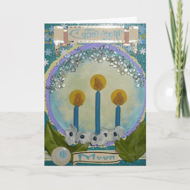 Tarjeta Cartas de la luna iluminadas por velas (Anverso)