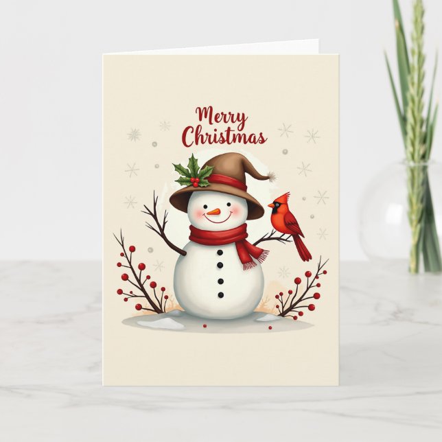 Tarjeta Cartas de los Navidades de Merry Snowman (Anverso)