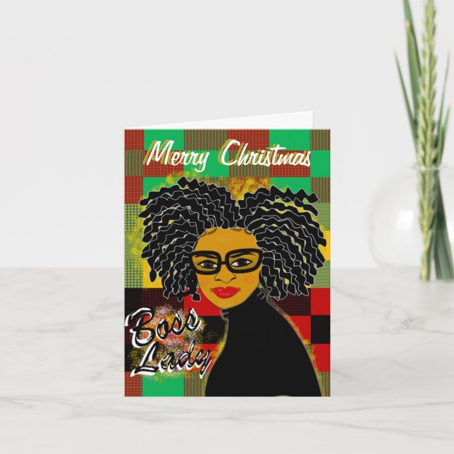 Tarjeta Cartas de Navidades afroamericanas Bosques Lady (Anverso)
