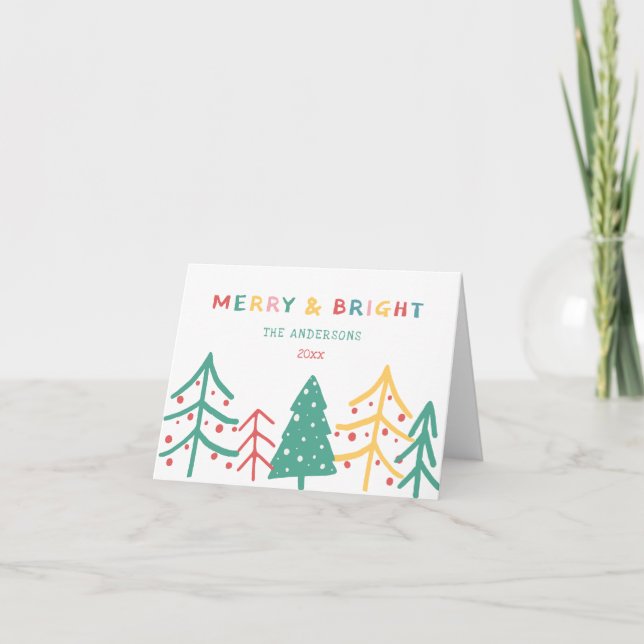 Tarjeta Cartas de Navidades elegantes de Merry & Bright Fu (Anverso)