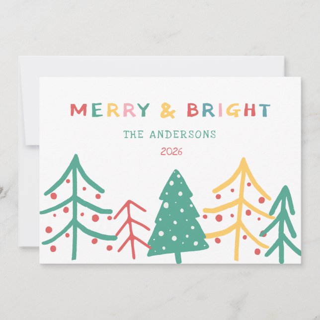 Tarjeta Cartas de Navidades elegantes de Merry & Bright Fu (Anverso)