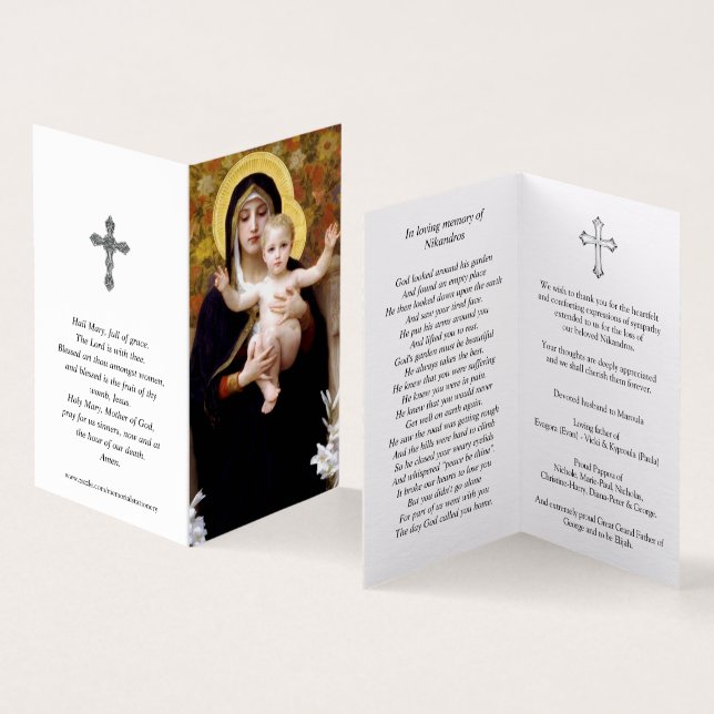 Tarjeta Cartas de oración católicas | Madonna de Lilies (Interior y exterior)