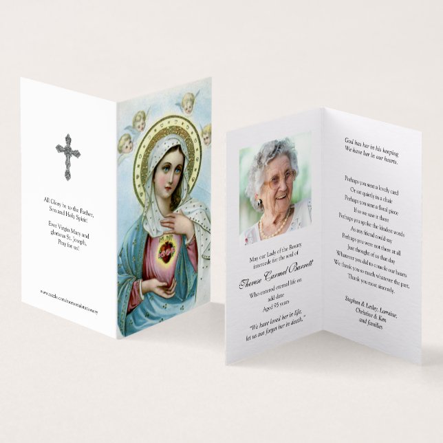 Tarjeta Cartas de oración católicas | María del Sagrado Co (Interior y exterior)