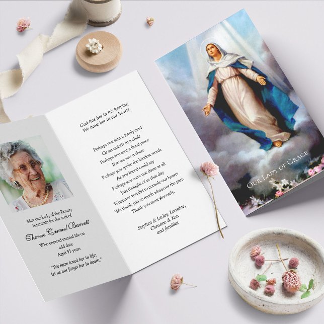 Tarjeta Cartas de oración católicas | Nuestra Señora de Gr (catholic, religious, celebration of life, in loving memory of, prayer cards for bereavement)