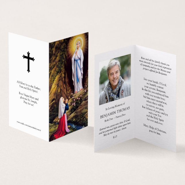 Tarjeta Cartas de oración católicas | Nuestra Señora Lourd (Interior y exterior)