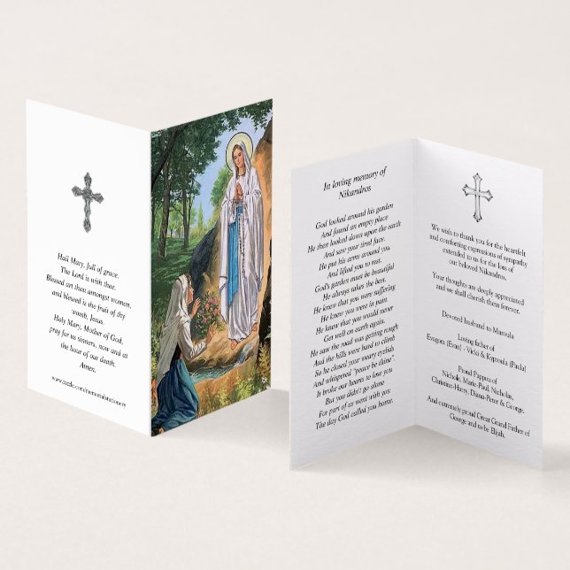 Tarjeta Cartas de oración católicas | Nuestra Señora Lourd (Interior y exterior)