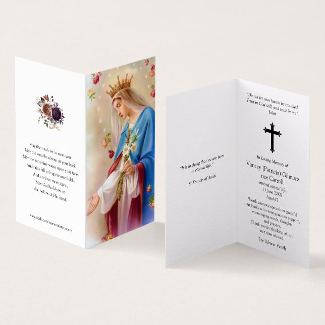 Tarjeta Cartas de oración católicas | Rosarios (Interior y exterior)