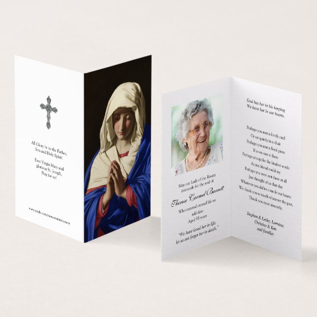 Tarjeta Cartas de oración católicas | Virgen en la oración (Interior y exterior)