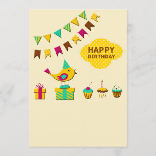 Tarjeta Cartas de pájaro de cumpleaños