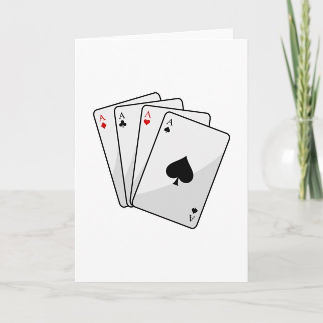 Tarjeta Cartas de póquer cuádruples ases en el póquer (Anverso)