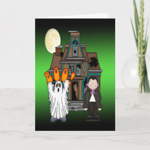 Tarjeta Cartas de saludo de Boo Ghost Dracula Halloween