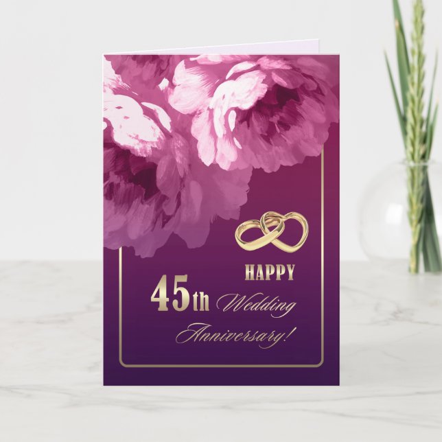 Tarjeta Cartas de saludo del 45° aniversario del Boda (Anverso)