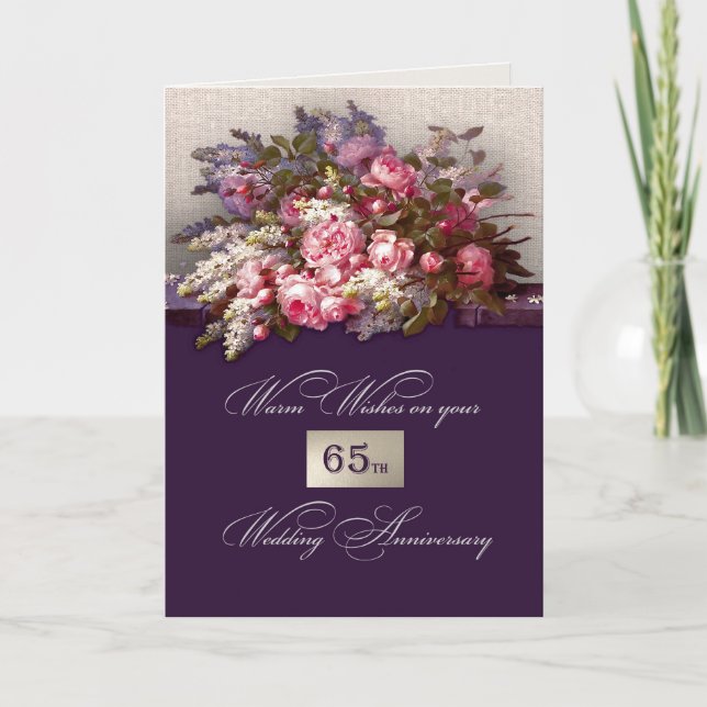 Tarjeta Cartas de saludo del 65° aniversario del Boda (Anverso)