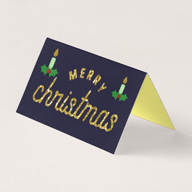 Tarjeta Cartas de velas de Navidades purpurinas (Anverso)