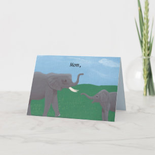 Tarjeta Cartas del Día de la Madre y el bebé de elefante