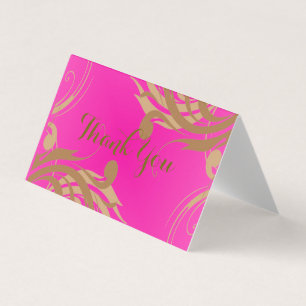 Tarjeta Cartas "Gracias" en blanco dentro de rosado calien