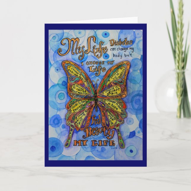 Tarjeta Cartas para la diabetes Inspiradora con mariposa a (Anverso)