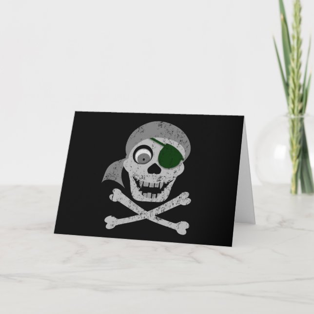 Tarjeta Cartas piratas de cráneo y cruces (Anverso)