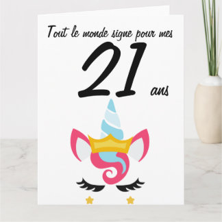Tarjeta Carte aniversario 21 ans grand format licorne xxl