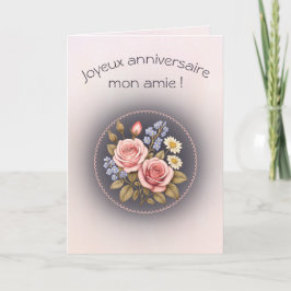 Tarjeta Carte d'anniversaire pliée, rose et myosotis