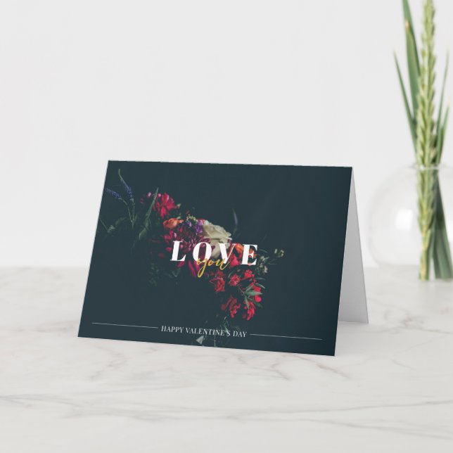Tarjeta Carte de Saint-Valentin Romantique Floral (Anverso)