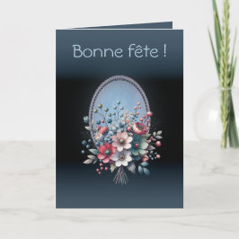 Tarjeta Carte de voeux pliée Azur fleuri