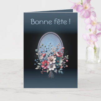 Tarjeta Carte de voeux pliée Azur fleuri