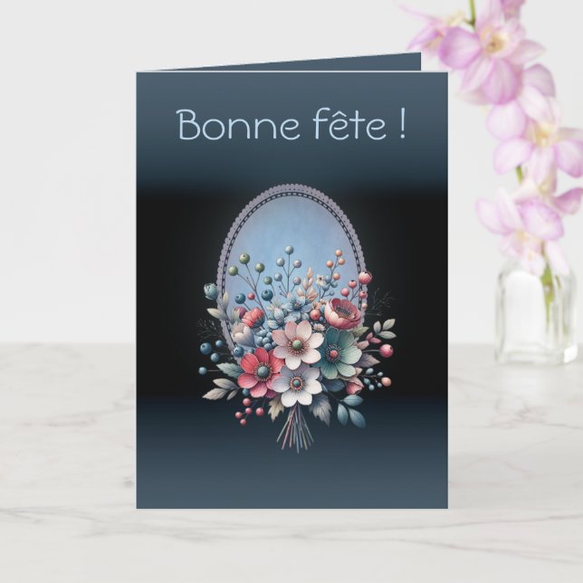 Tarjeta Carte de voeux pliée Azur fleuri (Orquídea)