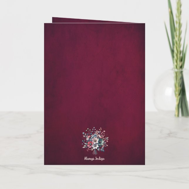 Tarjeta Carte de voeux pliée,  Magnolia framboise  (Reverso)