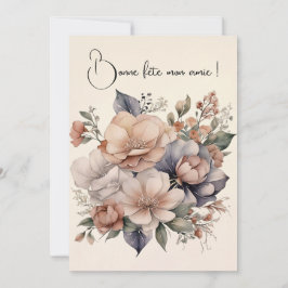 Tarjeta Carte de voeux simple Boho mon jardin fleuri
