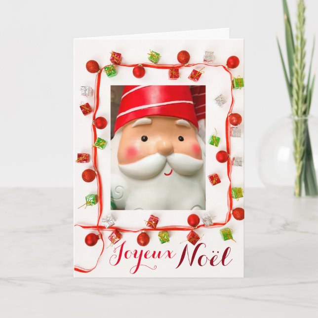 Tarjeta Carte Joyeux Noel personalizado Guirlande Pere Noe (Anverso)